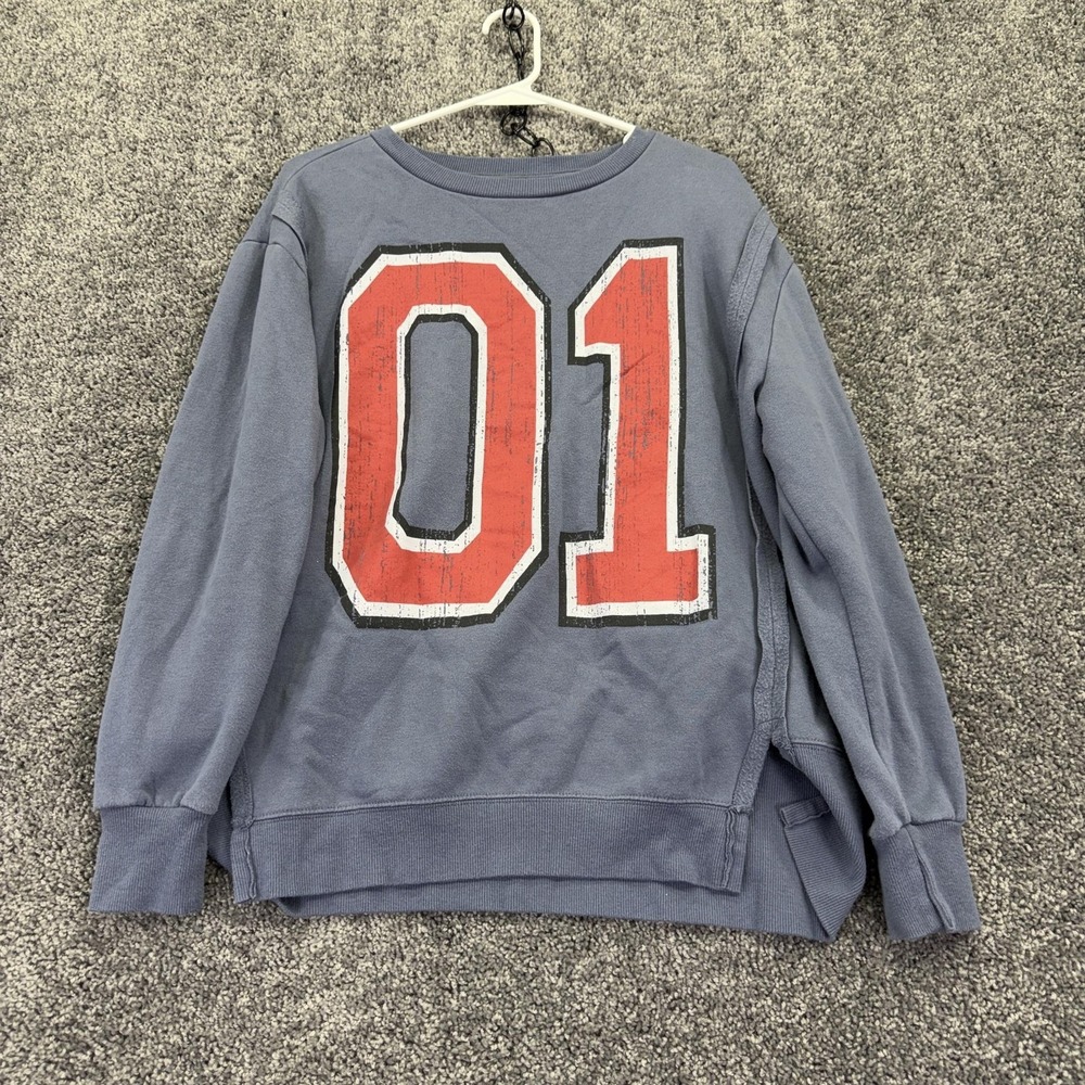 Goodie Two Sleeves Sweatshirt Womens Small Blue Fleece Pullover 01 Graphic Sport